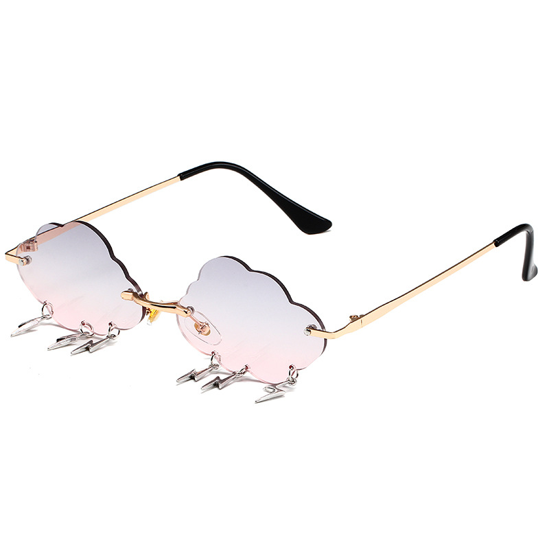 2021 Sunglasses European and American Fashion Cloud Lightning Irregular Sunglasses Personality Frameless Ball Party Sunglasses