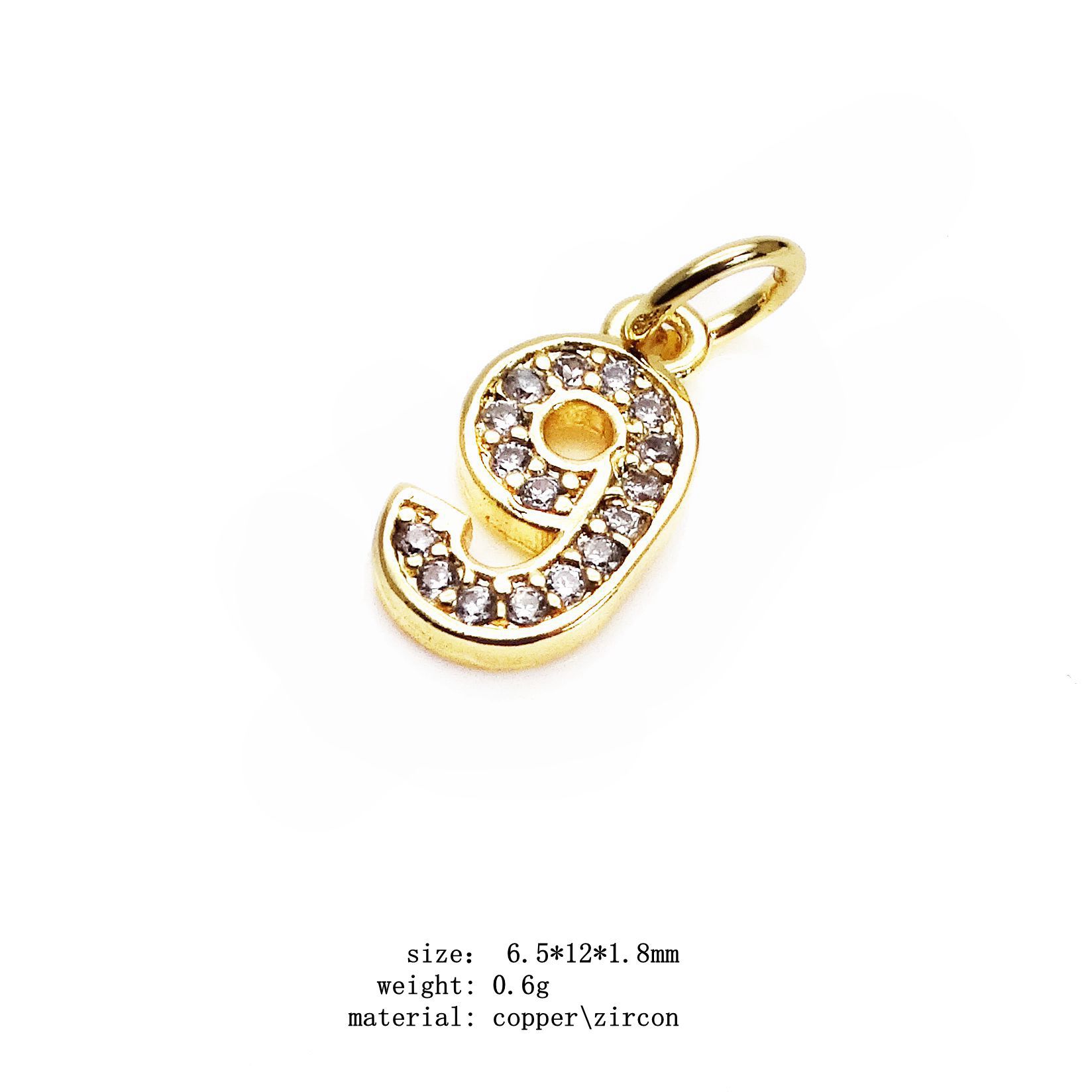 2g Weight Pendant Jewelry Making Type Zircon Inlay Material 1 Piece Quantity Copper Material Number Pattern Inlay Design Simple Style Style 1 Piece Copper Zircon Number Pendant 13