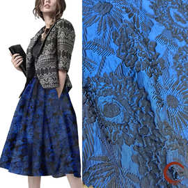 秋冬新品大菊花花朵色织大提花面料女士裙装礼服外套提花批发面料