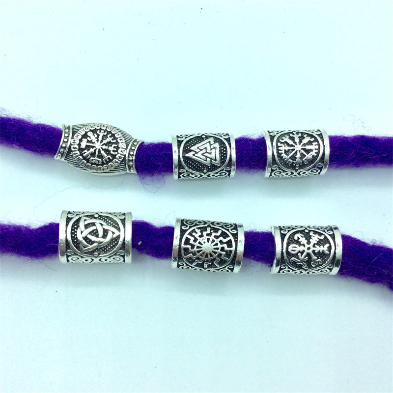 African Dirty Braid Hair Accessories Norway Nordic Viking Lune Alphabet Character Rune Beard Beads Vintage Accessories Beaded