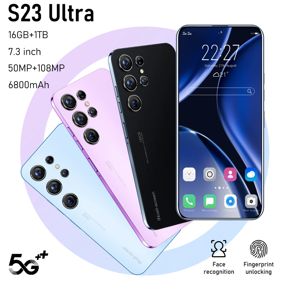 Новый S23 Ultra, наличный телефон, настоящий 4G, 16+1ТБ, 7.3" экран с отверстием, Android 13
