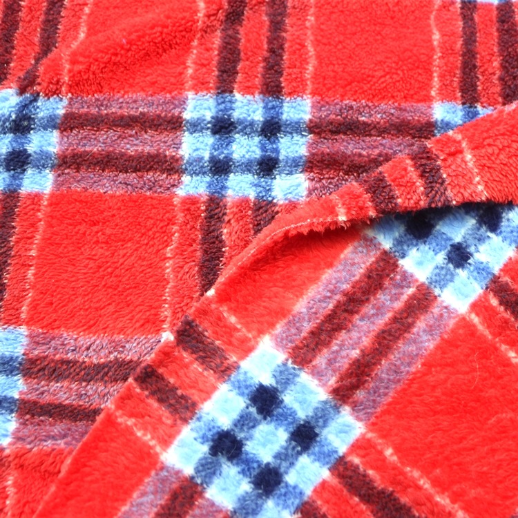 印花舒棉绒羊羔绒格子分散印花梳棉绒双面舒棉绒布料服装家纺面料