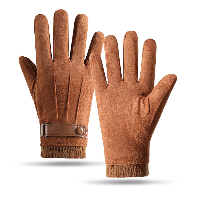 Men's Winter Riding Gloves - Touchscreen Compatible, Windproof & Fleece Lined With Suede Finish For Cycling & Outdoor Activities_voghion.com