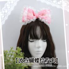 手作lolita大蝴蝶结发卡蕾丝漫展发夹茶会KC少女波点LO娘发饰头饰