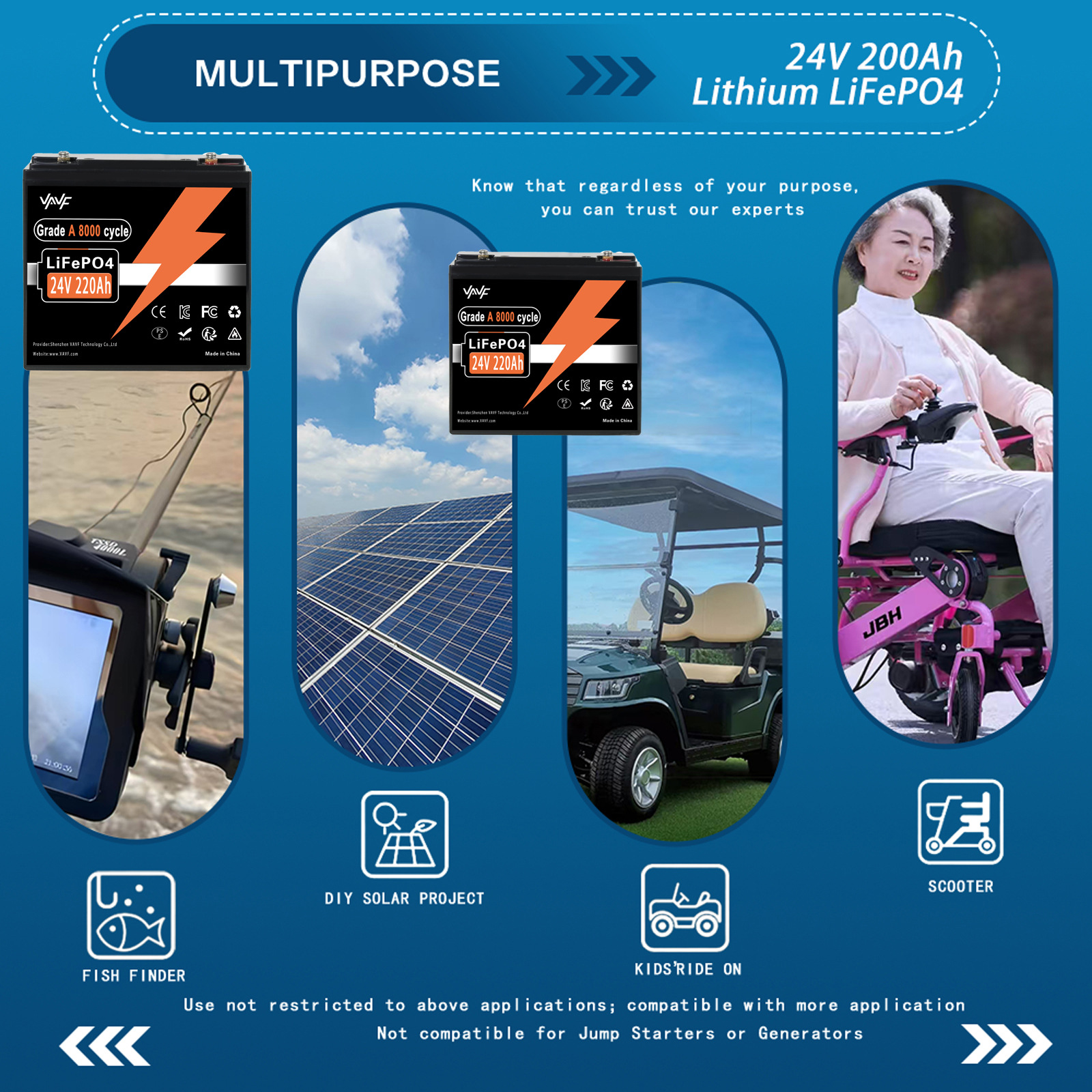 Transfronterizo 24V100AH batería de fosfato de hierro de litio, alta potencia y gran capacidad de ciclo profundo