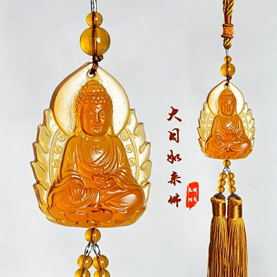 car pendant rearview mirror pendant: Car hanging - great-sun-tathagata-buddha-yellow-earthy-yellow-tassels