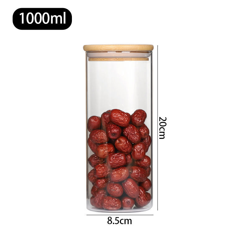 Tanque de sellado de vidrio transparente de alto borosilicato con tapa de granos granos granos de café lata de almacenamiento de vidrio lata de té impresa logotipo