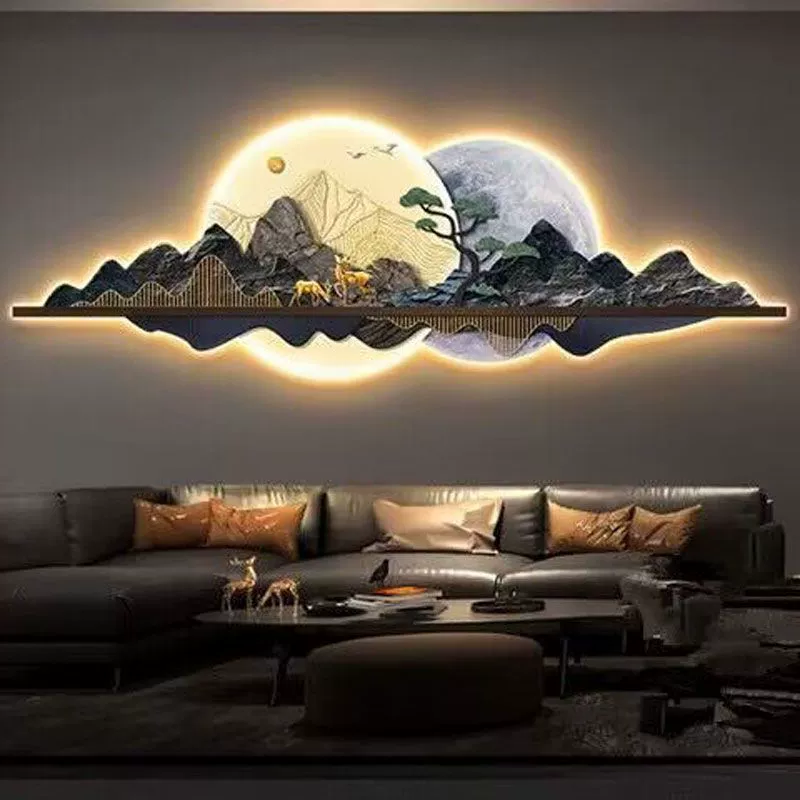 Светодиодная живопись Современная минималистская гостиная диван фон стены декоративная живопись светящаяся атмосфера живопись атмосферная висячая живопись