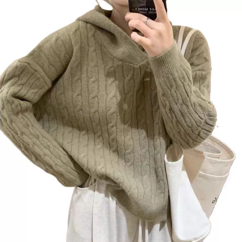 Свитер, куртка, вязаный худи для отдыха, oversize