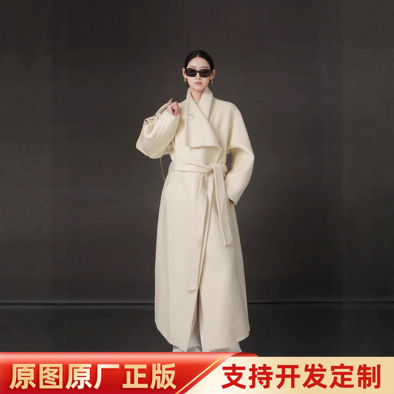 High collar design high-end double-sided wool retro woolen coat coat autumn and winter long new small man