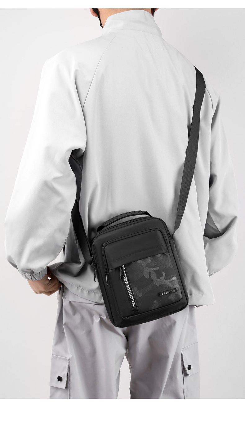Men's trendy and simple single-shoulder bag, nylon waterproof casual crossbody bag, cash register outdoor travel bag factory direct sales undefined