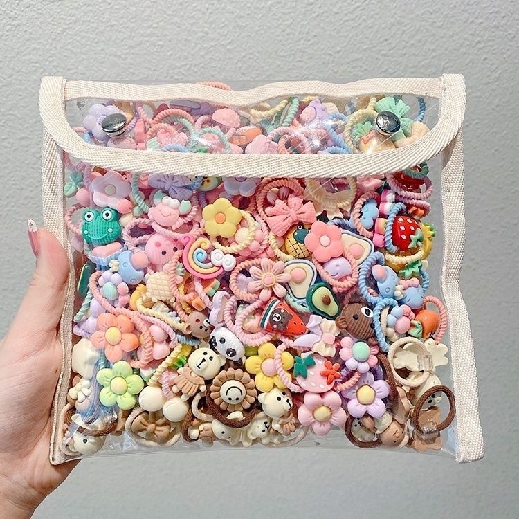 Pequeña niña pulgar anillo de pelo 2024 nueva mini flor dibujos animados no dañar cabello pequeño cabello de color dopamina adornos de cabello