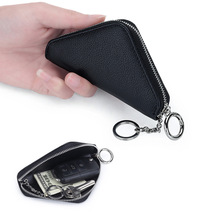 头层牛皮个性设计三角钥匙包2025新款日韩汽车通用钥匙套包包挂件