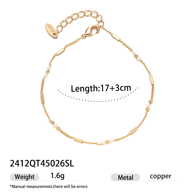 Bronce chapado en oro de 18 quilates lujoso pulsera de perlas de alta calidad joyería de perlas naturales de moda simple viento de verano nuevo
