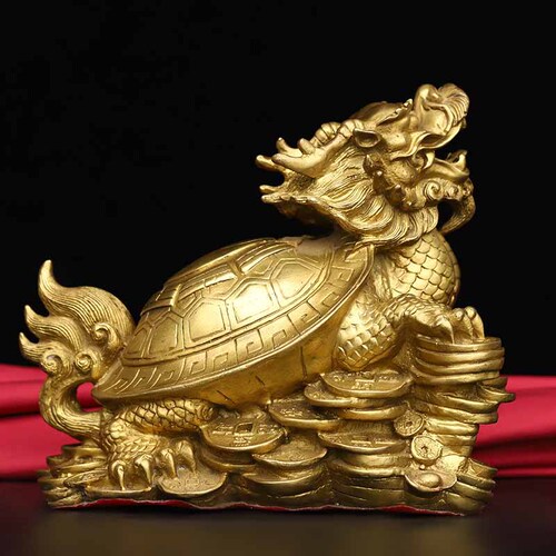 Brass Dragon Turtle Ornaments Brass Living Room Office Bagua Dragon Head Turtle Copper Divine Beast Auspicious Ornaments Copper Crafts