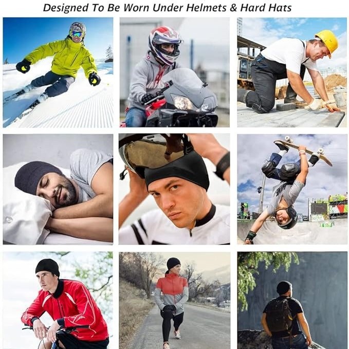 Neu Modische Ski-Fahrradmütze Klassische warme Wintermütze für Herren ohne Krempe Totenkopfmütze Weiche_voghion.com