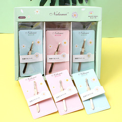 Gold-Colored Eyebrow Trimmer with Flat Tip and Beveled Edges – Mini Tweezers, Eyebrow Clip, and Tight-Clamp Set