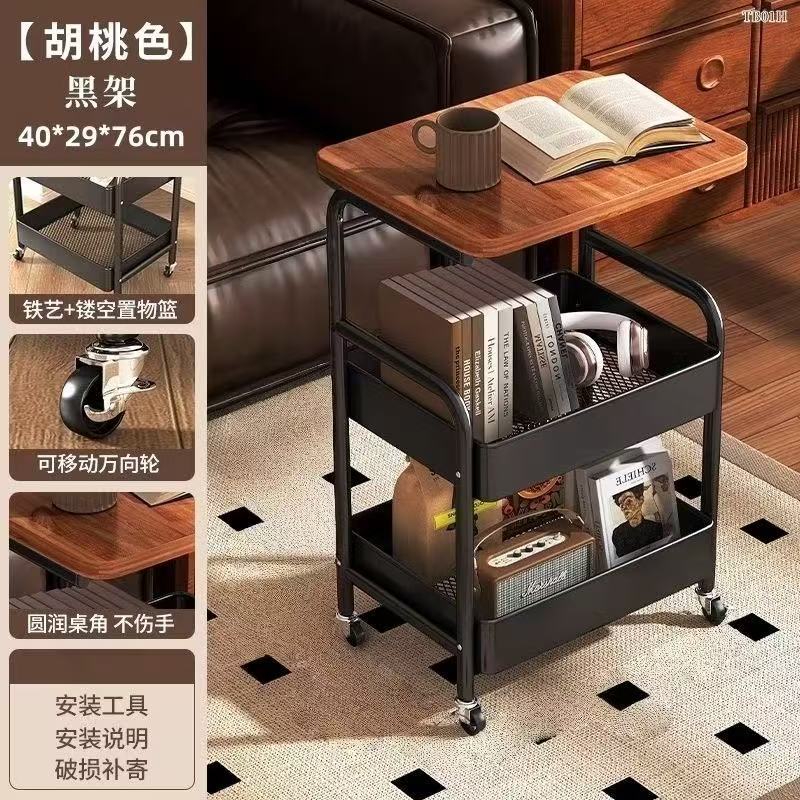 Seleccione estrictamente el lado creativo de varios estantes de almacenamiento de acero al carbono para la sala de estar simple sofá esquina pequeña mesa de té móvil