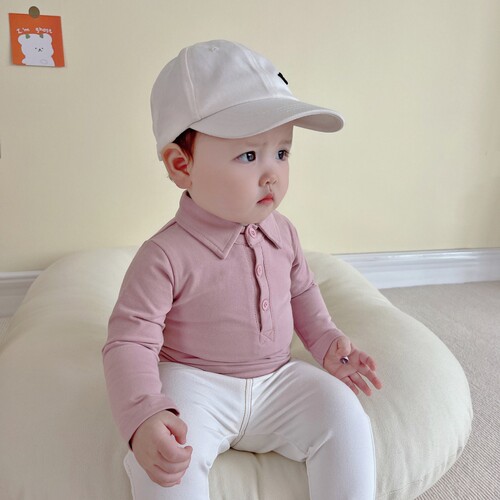 Infant boys and girls t-shirt lapel polo shirt spring and autumn children's long-sleeved tops baby boy cotton bottoming shirt trendy