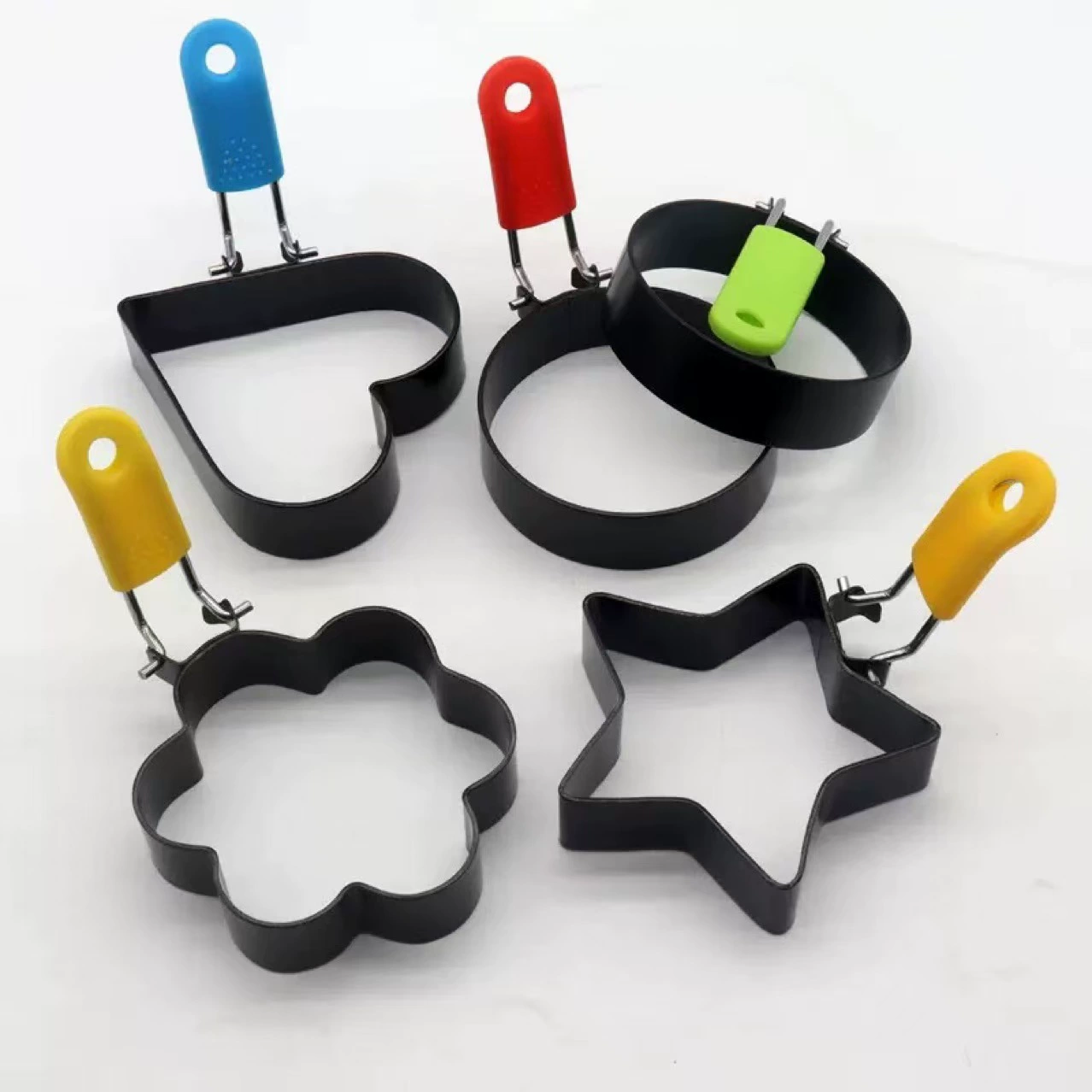 Оптовая продажа силиконовой формы для омлета с антипригарным покрытием, круглой формы, с ручкой, для выпечки, из нержавеющей стали, креативная модель для омлета