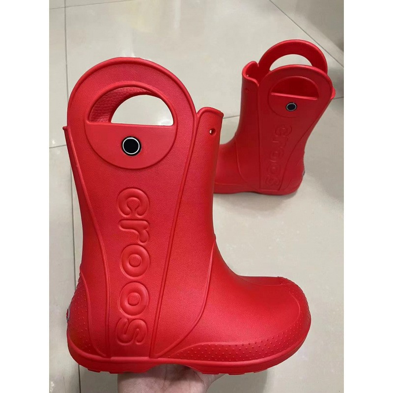 Cross Mid-Calf Children's Clogs Rain Boots Women's Waterproof Shoes Student Internet Celebrity Short Rain Boots Eva Material