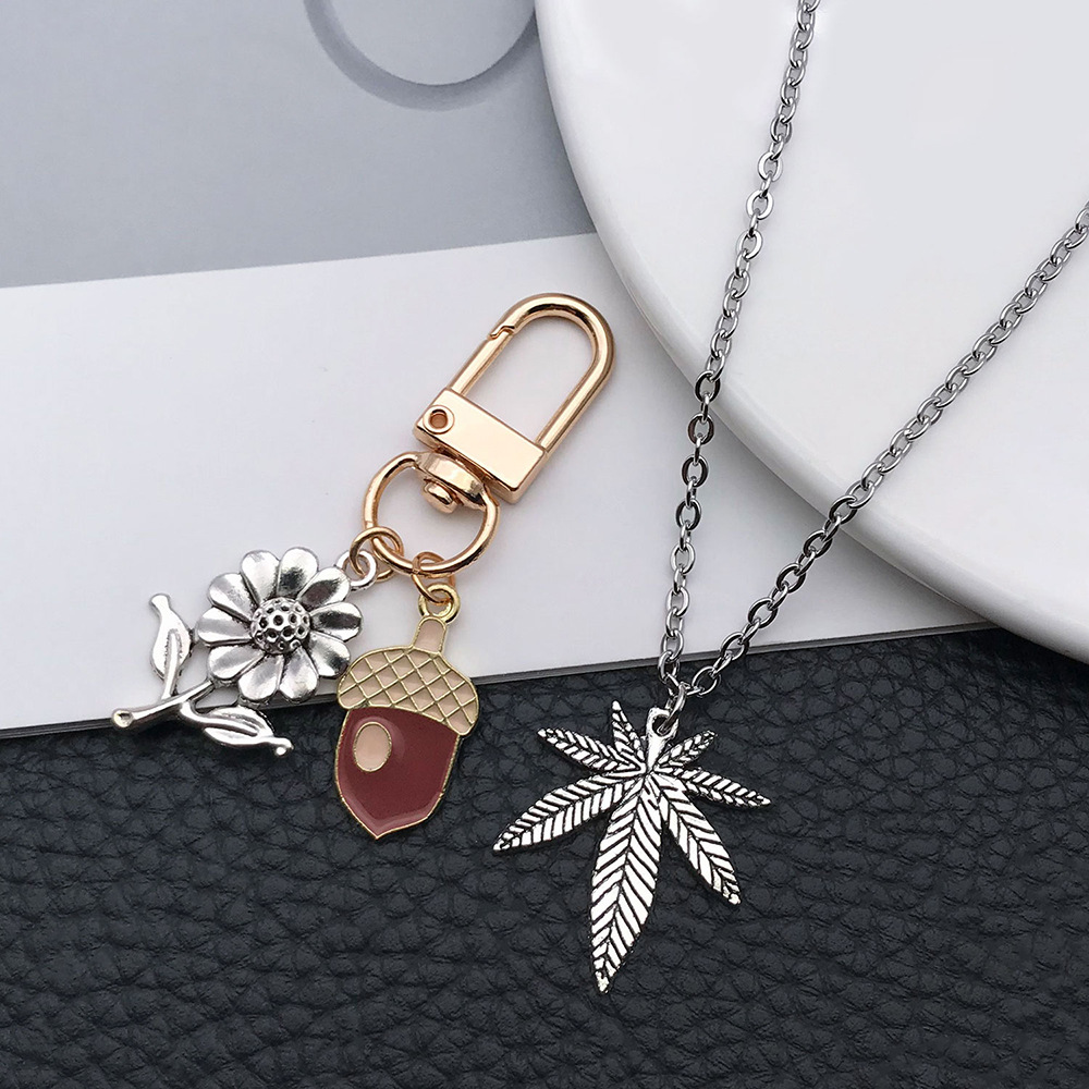 跨境感恩节南瓜枫叶松鼠玉米松果饰品配件钥匙扣耳环项链diy吊坠详情12