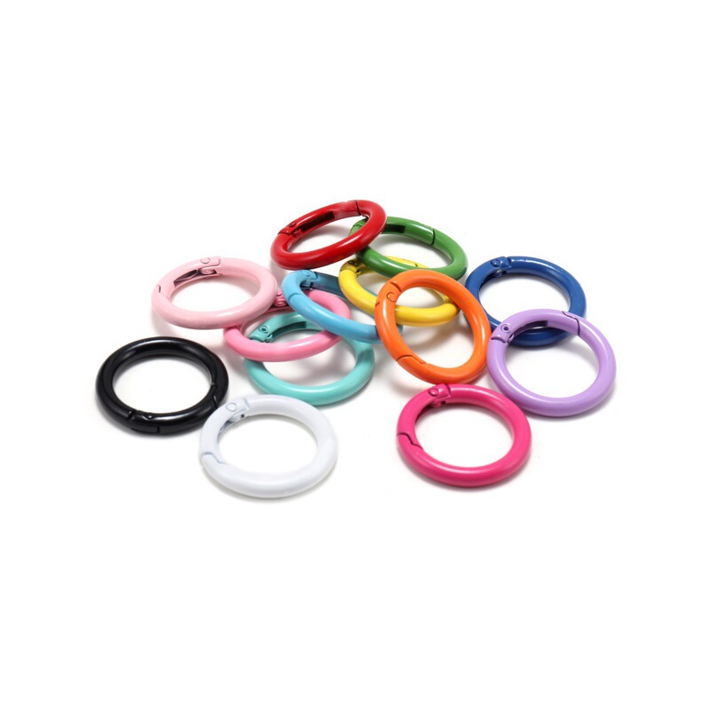 DIY Keychain Accessories Colorful Baking Paint Spring Buckle Hook Key Ring Jewelry Buckle Spring Ring Connection Ring