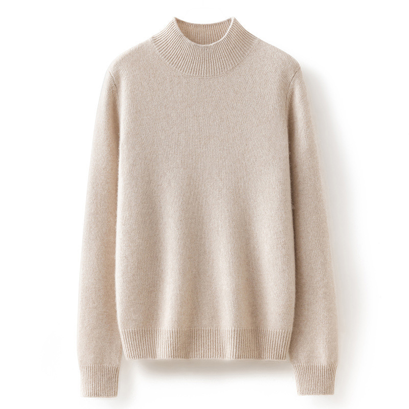 Double-strand Thickened Half-turtleneck Cashmere Sweater Women's Autumn and Winter Loose Long-sleeved Pullover Wool Knitted Base-layer Sweater All-match Sweater Double-strand Thickened Half-turtleneck Cashmere Sweater Women's Autumn and Winter Loose Long-sleeved Pullover Wool Knitted Base-layer Sweater All-match Sweater
