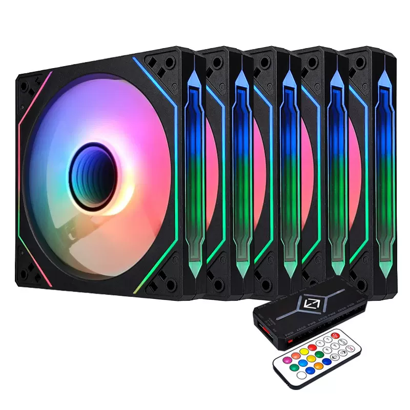 ARGB炫彩温控 静音12cm风扇海景房专属棱镜5pro神光同步工厂直售