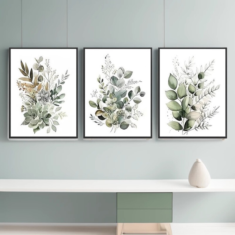 Cross-Border Amazon Temu Bohemian Green Leaf Eucalyptus Plant Poster Art Background Decorative Painting Hanging Painting Manufacturer Cross-Border Amazon Temu Bohemian Green Leaf Eucalyptus Plant Poster Art Background Decorative Painting Hanging Painting Manufacturer