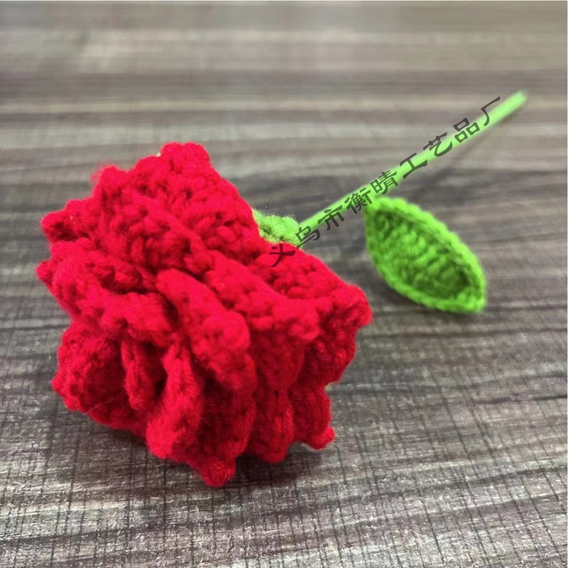 Lily tejido a mano acabado rosa Lily Tulip flor artificial lana ramo regalo