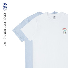 男装体恤简约小清新印花T恤男日系圆领宽松青少年打底衫女夏ins潮