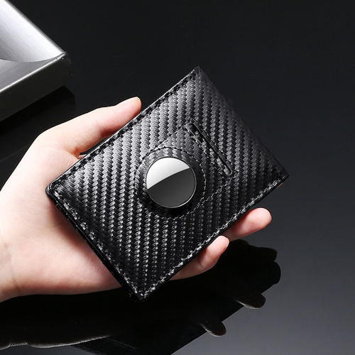 Eurasian leather AirTag positioning tracker wallet with card slots, push card holder, stylish money clip, and multi-functional card holder