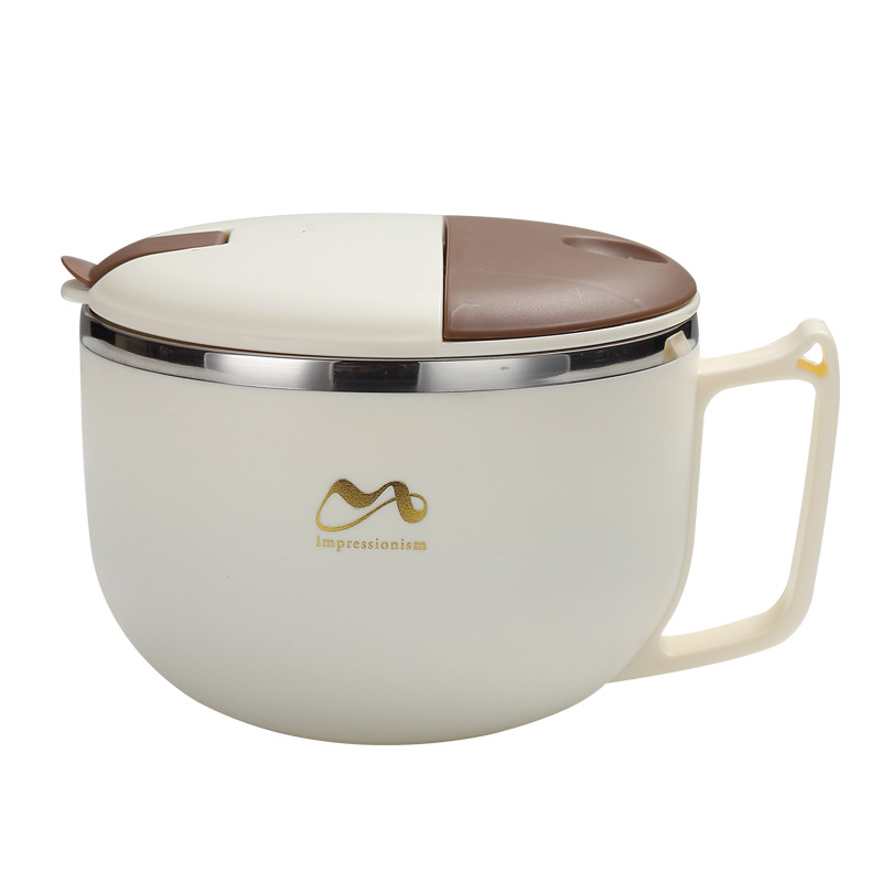 304 de acero inoxidable estilo japonés drenando tazón de fideos instantáneos dormitorio de estudiantes taza de fideos instantáneos lonchera de gran capacidad con tapa lonchera