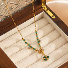 欧美时尚流行不锈钢闪光石项链女高级轻奢简约花朵锁骨链首饰批发