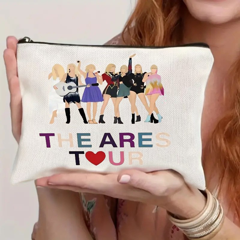 Bolsa de Cosméticos Impermeable de Lino con Estampado Doble Cara de Taylor Swift, Venta Directa de Fábrica, Éxito de Ventas en Amazon Internacional