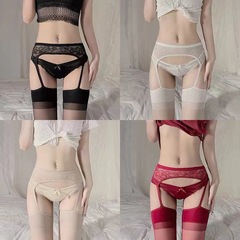 Sexy Lace Strap Socks Sexy No-Remove Stockings Ultra-Thin Temptation Lace Black Toe Transparent Split Pleasure Socks 