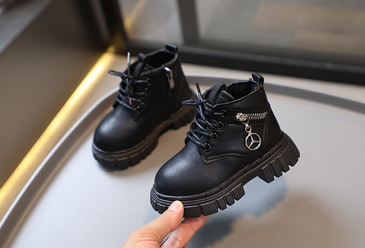 Chaussures Martin pour enfants, nouvelle collection printemps et automne pour bébés garçons, haut en cuir, fermeture éclair latérale courte, petites bottes jaunes pour filles_voghion.com