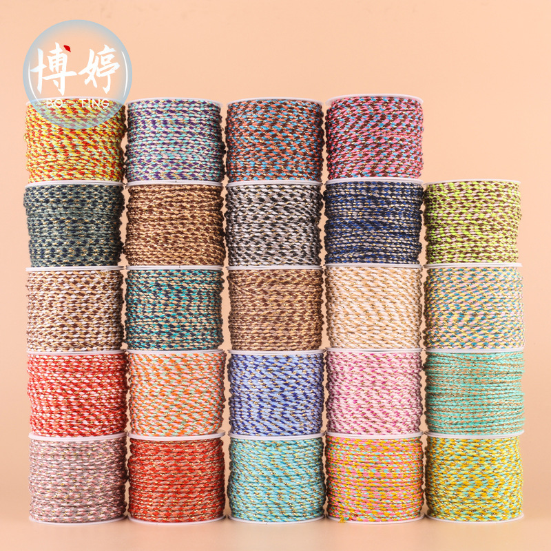 Gold four-strand three-flower cotton thread Xizang hand rub Xingyue Bodhi Wenwan thread rope wear-resistant diy woven cotton rope wholesale