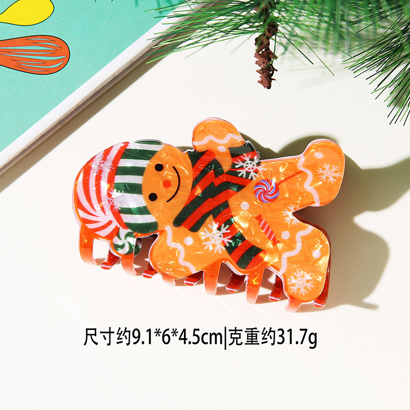 闪闪姑娘新款圣诞节日格林奇绿怪发夹圣诞老人姜饼人雪人麋鹿抓夹|undefined
