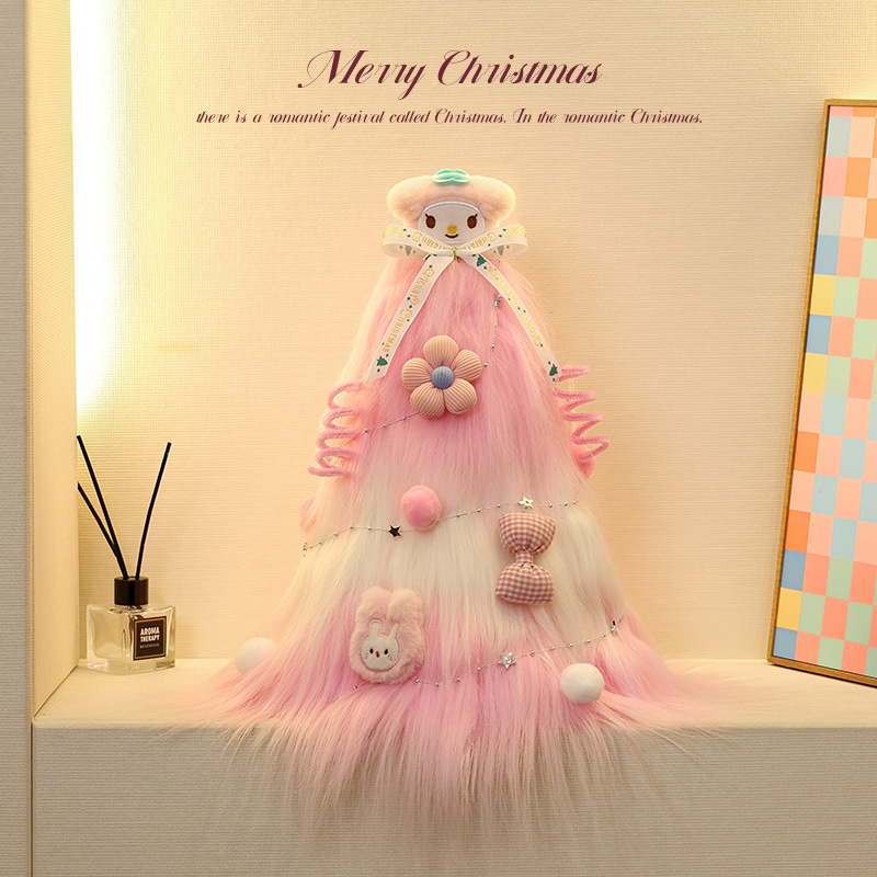 Árbol de Navidad Decoración Árbol de Navidad Mesa de felpa Paquete de árbol pequeño Mini árbol rosa Pequeño árbol de Navidad Brillante Árbol pequeño