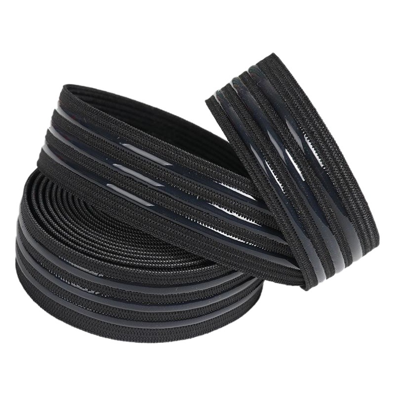 Fábrica al por mayor blanco y negro antideslizante banda elástica onda de silicona 2,5 cm antideslizante banda de goma epoxi constantemente desgomado