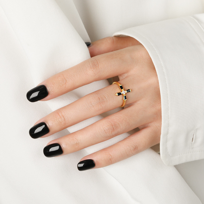 Rings Classification 925 Sterling Silver Zircon Cross Rings