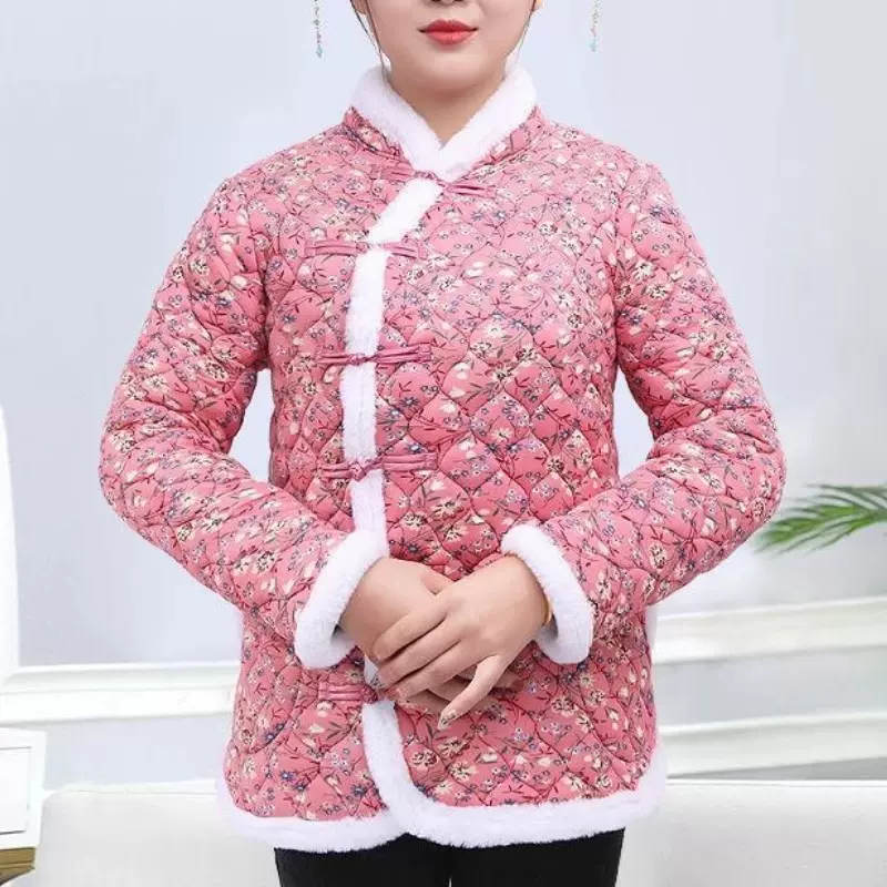 网红花棉袄女中老年妈妈加厚东北大花棉服外套时尚复古小碎花棉袄