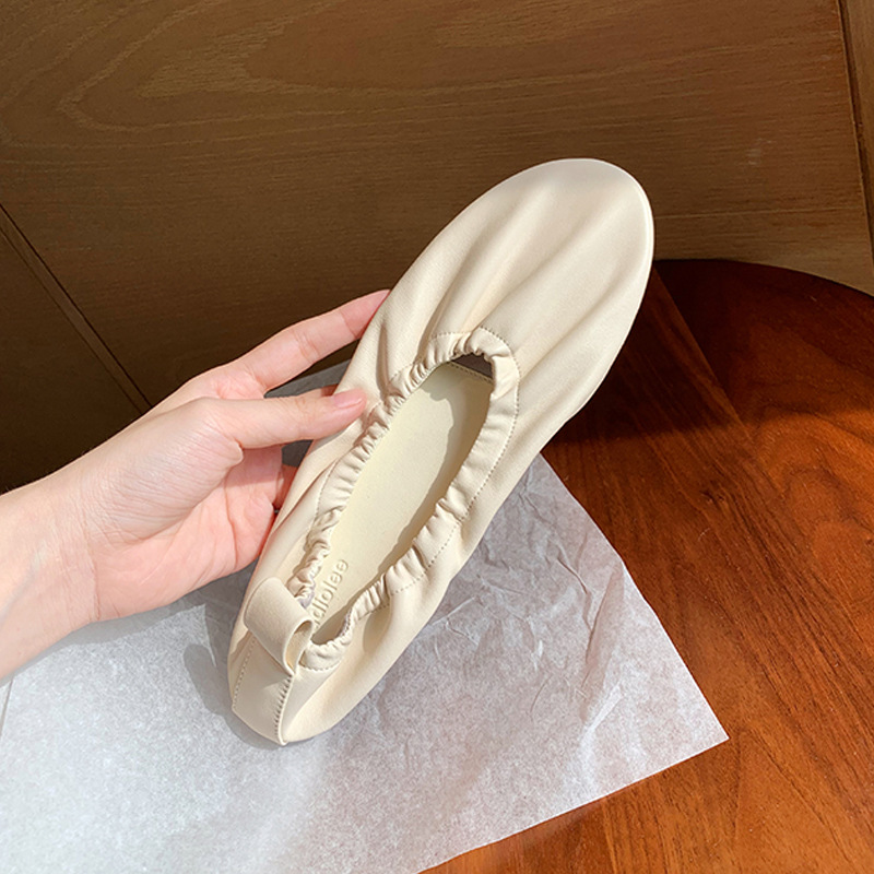 El mismo estilo de la madre de uva estilo francés perezoso punta redonda suave inferior leche zapatos slip-on zapatos planos zapatos de ballet para las mujeres