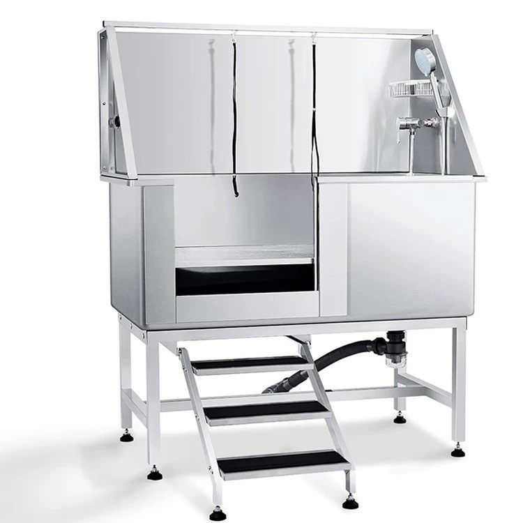 Бассейн для купания домашних животных из нержавеющей стали, большая раковина для купания собак, ванна с правой дверью и лестницей, бассейн для собак, корыто для мытья собак, зоомагазин