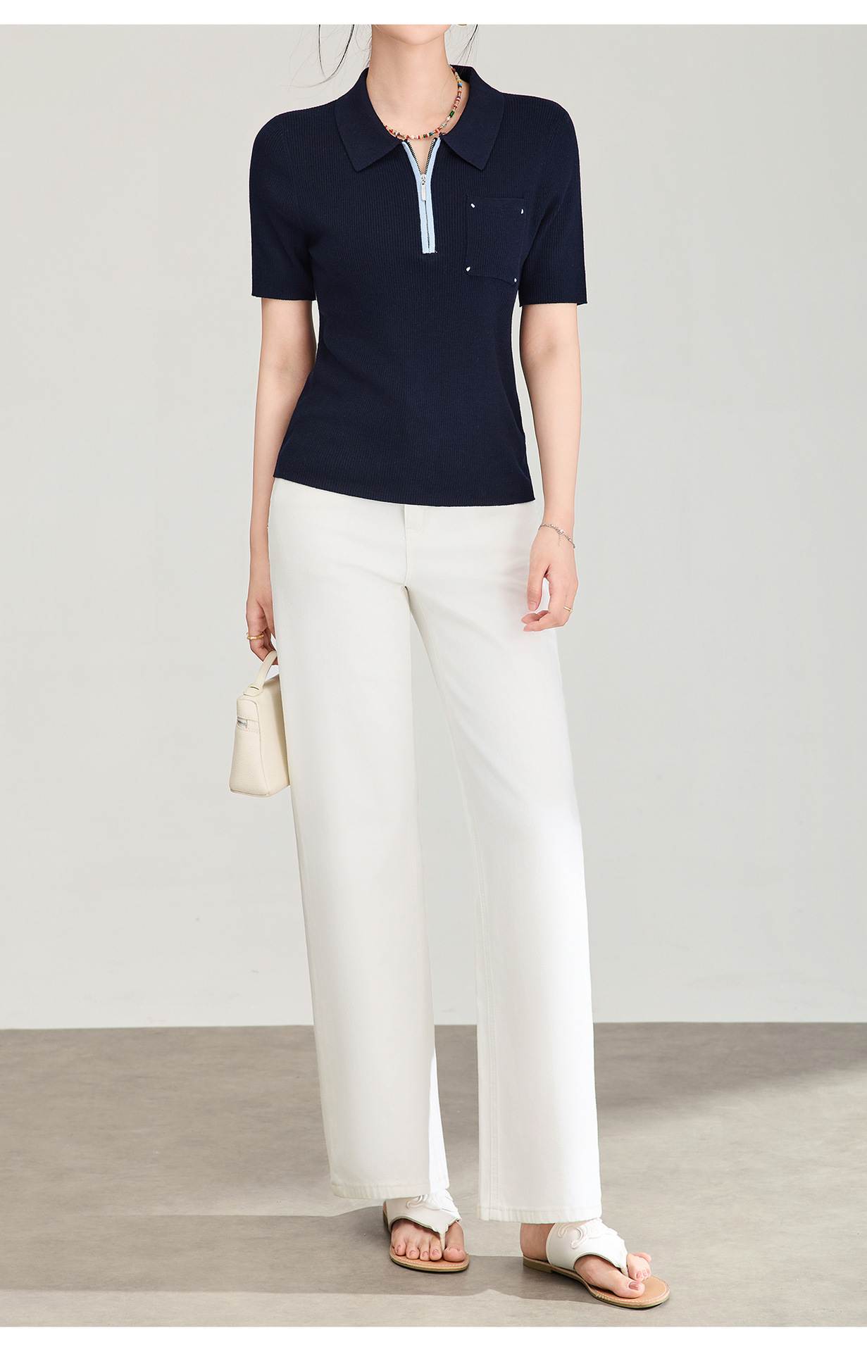 Quần jean nữ cạp cao ống rộng vải lụa cotton co giãn bốn chiều mỏng nhẹ mùa hè — màu trắng chi tiết 20