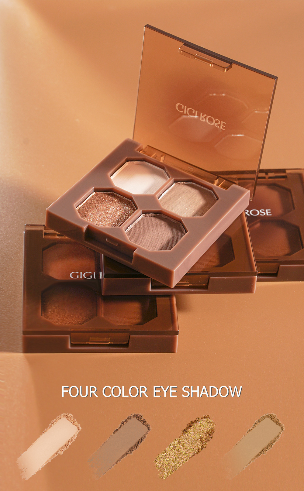 GIGI ROSE's four-color eyeshadow palette is easy to apply without powder flaking. It features earth tones, brightening and matte contouring. New product undefined