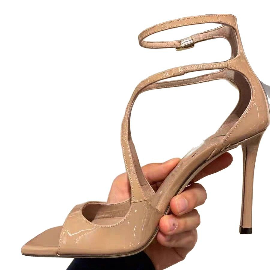 Women's High Heels French Cross Strap Sandals For Women, Thin Heel Nude High Heels, Super Popular Sexy Royal Sister Style, Square Open Toe_voghion.com