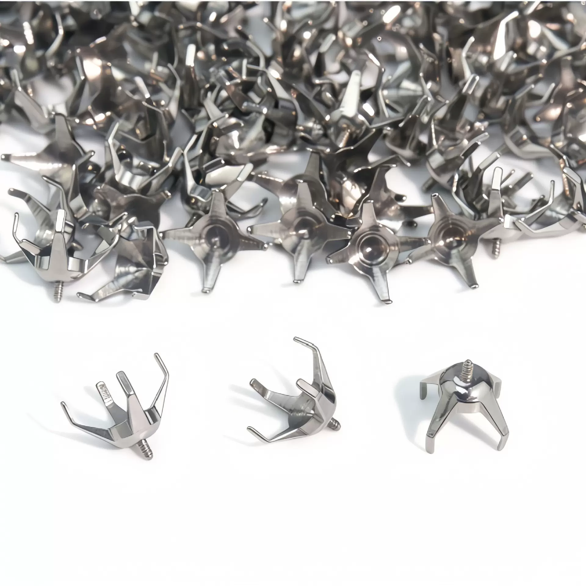 钛钢四爪耳钉空托内螺纹防脱落唇钉耳骨钉DIY饰品配件厂家直销